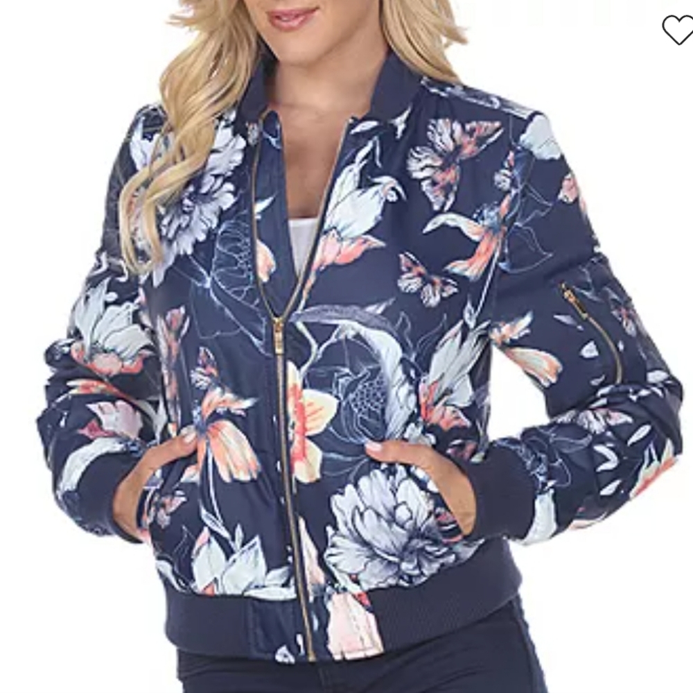 NWT White Mark Floral Bomber L